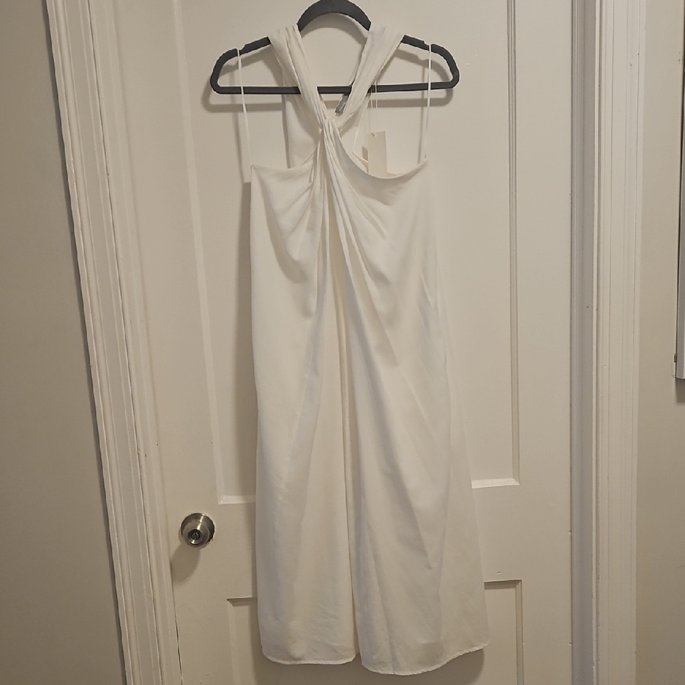 Vince White Ruched Halter Sundress